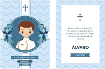 Traje de comunión clásico con chaqueta, pantalón y corbata en tonos oscuros.