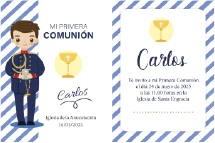 Traje de comunión marinero en azul marino con cuello característico y detalles blancos.