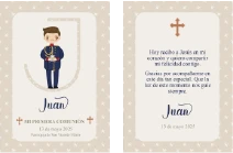 Traje de comunión de la Armada con diseño formal en tonos azul marino y dorado.