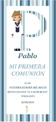 Traje de comunión clásico con chaqueta, pantalón y corbata en tonos oscuros.