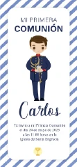 Traje de comunión marinero en azul marino con cuello característico y detalles blancos.