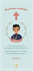 Traje de comunión clásico con chaqueta, pantalón y corbata en tonos oscuros.
