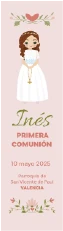 Recordatorio con estampado floral para comunión, elegante y natural.