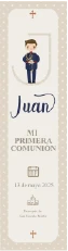 Traje de comunión inspirado en la Armada, en blanco con detalles dorados.