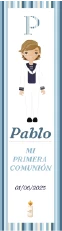 Traje de comunión clásico con chaqueta, pantalón y corbata en tonos oscuros.