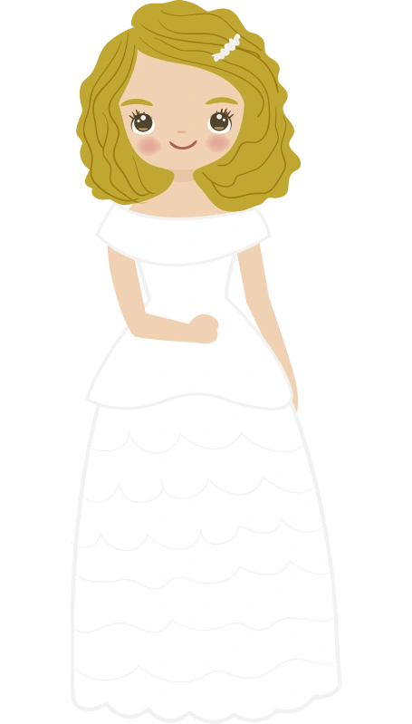 Vestido de comunión estilo princesa con falda de tul y cuerpo bordado.